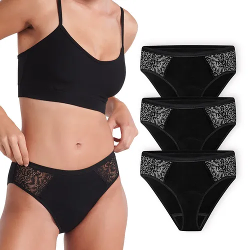 Siegmund Care Damen Perioden Slip mit Spitze - Eleganter Damen Perioden Slip mit seitlicher Spitze, bis zu 60 ml absorbierend, waschbar und nachhaltig. Ideal für den Alltag – sicher und diskret, mit hervorragendem Tragekomfort.