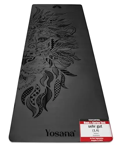 Yosana Yogamatte aus Naturkautschuk | extrem rutschfest - Sportmatte mit ULTRA GRIP Oberfläche, extra breit (68cm) und nachhaltig aus Naturkautschuk, ideal für sicheren Halt und Gelenkschutz beim Yoga.