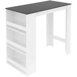 ML-Design Bartisch mit 3-stufigem Regal, Weiß/Anthrazit - Bartisch mit viel Stauraum und modernem Design, ideal für kleine Räume und gemütliche Frühstücke oder Abende mit Freunden.