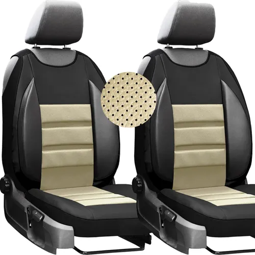 moto-MOLTICO Autositzbezüge x2 - Autositzschoner Universalgröße - Sitzauflage Auto - Ökologisches Leder - Beige