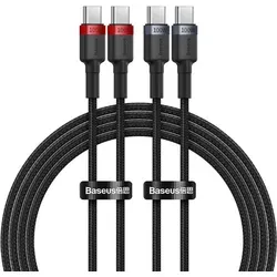 2x Cafule Usb-c - Usb-c 100w 1m Kabel - Rot-schwarz Und Schwarz-grau