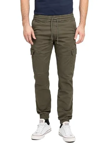 Rock Creek Herren Hose Stretch Cargo Basic Sommer Hose Regular Fit Lange Hose Stoff Hose Sommerhose Männerhose H-384 Dunkelgrün W42 L30