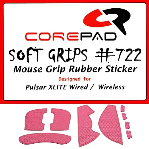 Corepad Soft Grips - Selbstklebende vorgeschnittene Anti-Rutsch Aufkleber für PC Gaming Mäuse (Red, Pulsar Xlite Wired/Wireless)