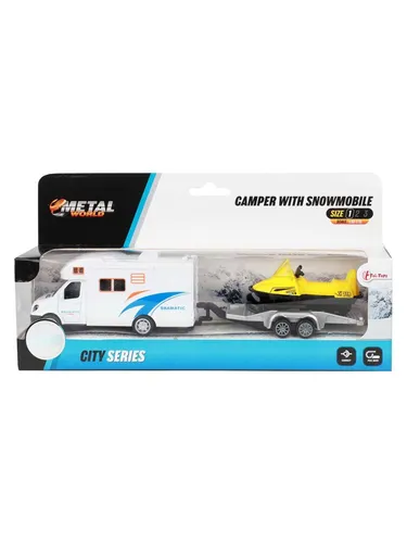 Toi-Toys - Metal Pull Back Camper with Trailer and Snowmobile