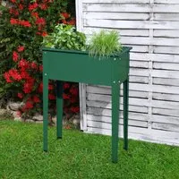 Metall-Hochbeet Grün Matt 60 x 30 x 80 cm - Hochbeet aus pulverbeschichtetem Stahl, ideal für Kräuter und Gemüse. Mit verstärkten Ecken und Wasserablauf für optimale Wachstumsbedingungen. Perfekt für Balkon, Terrasse oder Garten.