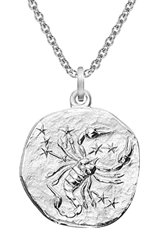 trendor Kette mit Anhänger Sternzeichen Skorpion – 925 Silber - Kette mit kreativ gestaltetem Skorpion-Anhänger aus 925 Sterlingsilber, anlaufgeschützt, Durchmesser 20 mm, inklusive Mikrofaser-Pflegetuch, ideal für Sternzeichen-Liebhaber.