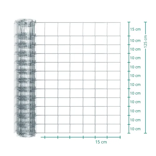 Wildzaun 50m Drahtgeflecht 125/13/15 verzinkt Knotengeflecht Forstzaun Draht