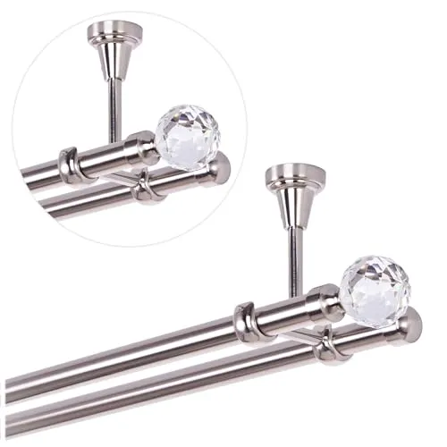 Gardinenstange 160 cm für Deckenmontage - Einzelfensterstangen aus robustem Metall in Edelstahloptik, ideal für stabile und stilvolle Vorhangarrangements in jedem Raum.