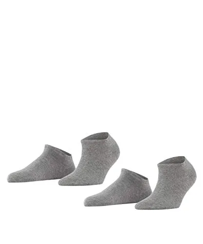 ESPRIT Damen Sneakersocken Uni Multipack W Sn Baumwolle kurz einfarbig 2 Paar, Grau Light Grey Melange 3390, 35-38