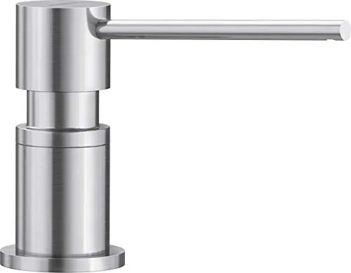 BLANCO LATO Spülmittelspender in PVD steel - Berührbare Wasserhähne für die Küche - Elegante Lösung mit zylindrischer Form, passend zu BLANCO Küchenarmaturen, bequem von oben zu befüllen.
