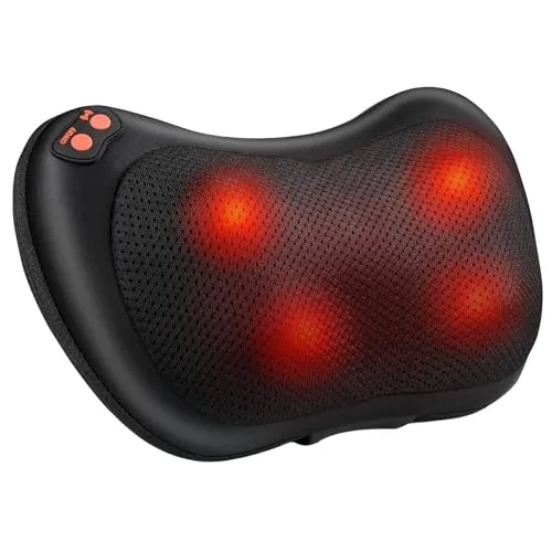 Witali Shiatsu Massagekissen mit ComfortHeat, elektronisches Nacken- Rückenmassagegerät mit Wärmefunktion, 4 rotierende Massageköpfe, für Nacken, Rücken, Schultern & Beine