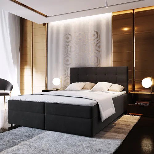 MASSENO Boxbett mit Bettkasten Glos, schwarz, 180x98 cm - Stylisches Boxbett mit praktischem Bettkasten, ideal für platzsparende Lösungen im Schlafzimmer. Hochwertige Materialien für Langlebigkeit. Kategorie: Betten.