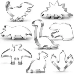Dinosaurier Ausstecher Set 8-teilig für Kinder - Sonstiges Backzubehör - 8 verschiedene Dino-Ausstecher aus lebensmittelechtem Edelstahl für kreative Backideen, ideal für Kindergeburtstage und Themenpartys.