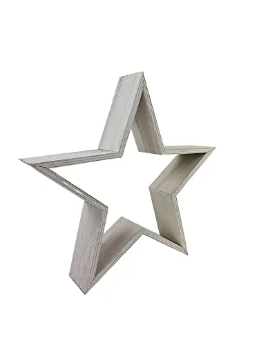 Deko Holzstern 30 cm Weiss Weihnachtsstern Fensterdeko Tischdeko