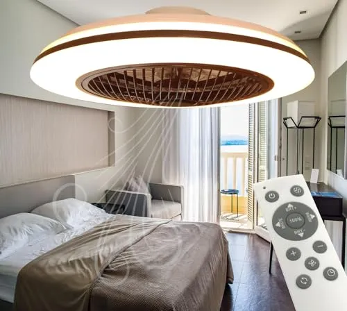 HSL Deckenleuchte mit Ventilator Ø 51cm, 360° Windrichtung einstellbar, dimmbar, 3100Lm sehr hell, mit Fernbedienung, 24 Geschwindigkeiten, 3000-5500K Lichtfarbe einstellbar, mit Zustandsspeicherung!