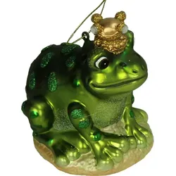 Christbaumschmuck Glas 10cm Froschkönig Figur Grün - Grün