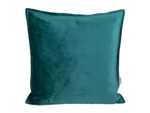 beties - Samt&Sonders-Serie - Kissenhülle ca. 40x40 cm; in Petrol mit dekorativer Jeansnaht aus deutschem Unternehmen in hochwertiger Qualität