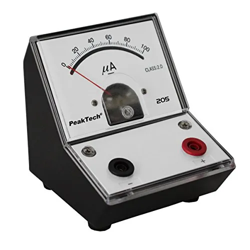 Analog-Amperemeter 0 - 100 μA (ED-205 0-100) - Spannungsprüfer mit hochgenauer Anzeige für Ströme bis 100 μA, ideal für den schulischen Einsatz ohne Spannungsversorgung – kostensparend und benutzerfreundlich.