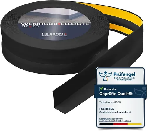 HOLZBRINK Sockelleiste HOLZBRINK selbstklebend PVC 32x23mm, 1 m, L: 100 cm, 1m Rolle, Küchenleiste Abschlussleiste für Badezimmer Farbe: Schwarz