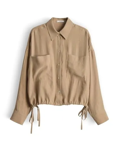 OPUS Damen Langarmbluse mit Bindedetail – Salted Caramel, Größe 38 - Die OPUS Hemdbluse vereint modernen Chic und zeitlose Eleganz. Das hochwertige Material sorgt für ein angenehmes Tragegefühl. Ideal für vielseitige Outfits und stilvolle Akzente in Ihrer Garderobe.