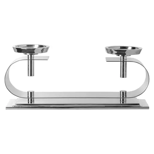 Fink Kerzenleuchter TWINSON - 2-flammig, vernickelt silberfarben - Nussknacker, eleganter Stumpenkerzenhalter aus Aluminium und Edelstahl, ideal für stimmungsvolle Beleuchtung in Ihrem Zuhause.