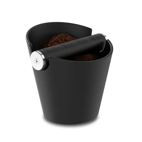 Hochwertiger Abklopfbehälter für Siebträgermaschine –Edelstahl Abklopfstange – Geräuschlos, minimalistisch mit rutschfester Matte – Siebträger Zubehör für Kaffeeliebhaber