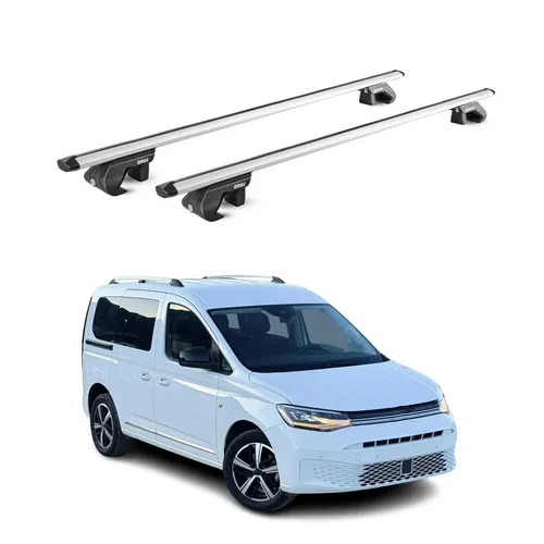 Aluminium Dachträger für VW Caddy 2021-2025, 5-türig, Silber, 2 TLG - Gepäckträger aus hochwertigem Aluminium, aerodynamisch und einfach zu installieren. Ideal für Fahrradträger, Ski- oder Dachkoffer. Perfekt für sichere Transporte auf dem VW Caddy.