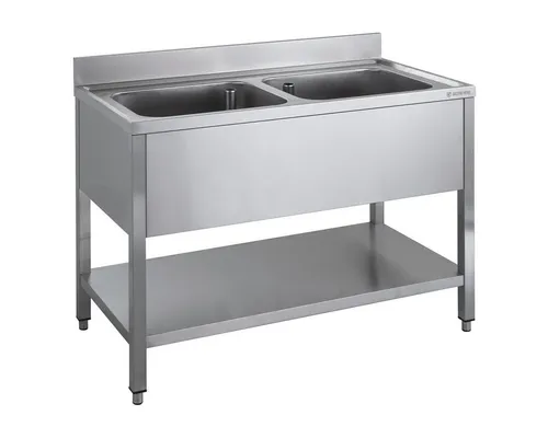 GastroHero Arbeitstisch Spültisch 120x60 cm - Edelstahl mit Becken - Gastro - Spüle