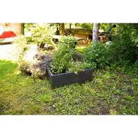 KHW Kunststoff-Pflanzkasten 100 cm, Dunkelgrau - Robuster Pflanzenkasten aus UV-beständigem Kunststoff, ideal für Garten und Terrasse. Mit edlem Design perfekt für Blüten oder Gemüseanbau.