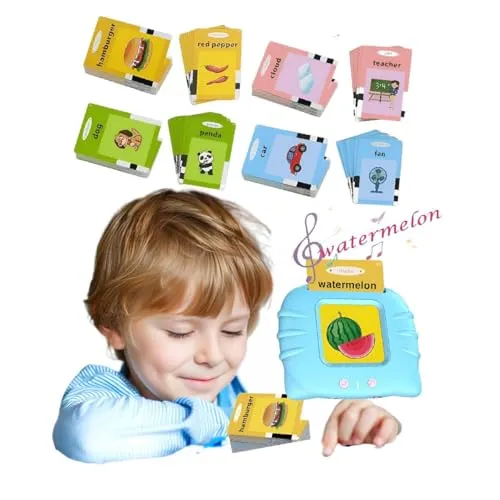 [Schließen] Sprechende Lernkarten Deutsch Kinder 112 Blätter 224 Wörter,Lernspielzeug Ab 1-6 Jahre Alt, Vorschul Wörter Lernen Interaktives Spielzeug Geschenk für Jungen Mädchen