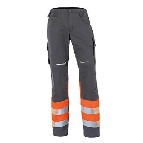 Kübler Hose REFLECTIQ Klasse 1 - Warnschutzhose in warnorange/anthrazit mit ergonomischer Linienführung und zahlreichen Taschen, ideal für optimale Bewegungsfreiheit und Sicherheit am Arbeitsplatz.