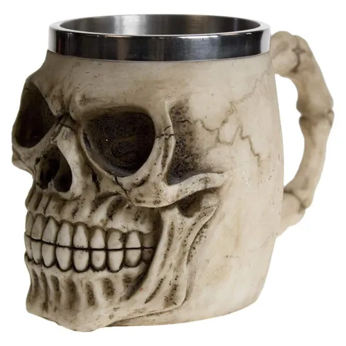 Nemesis Now NEM3933 Grinning Skull Tankard Mug 14cm Ivory
