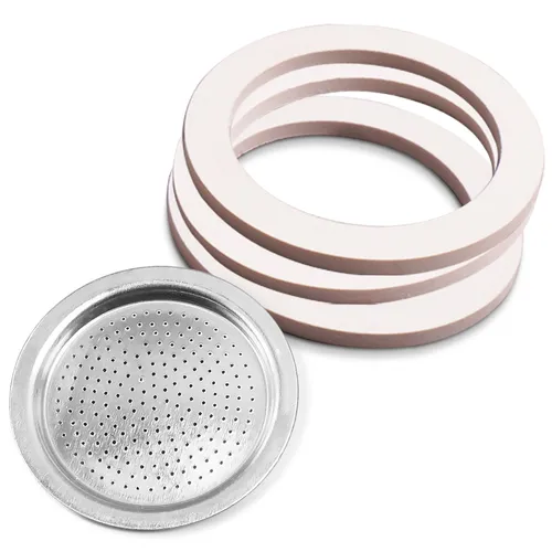 Ersatzdichtung Set 3x Dichtungsring 1x Ersatzsieb für Espressokocher Bialetti