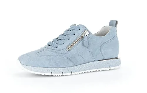 Gabor Low Sneaker Hellblau aus Veloursleder Größe 39 - Sneaker von Gabor in hellblauem Veloursleder, mit weichem Wechselfußbett und praktischen Reißverschlüssen für leichten Einstieg – ideal für Komfort und stilvolle City-Trips.