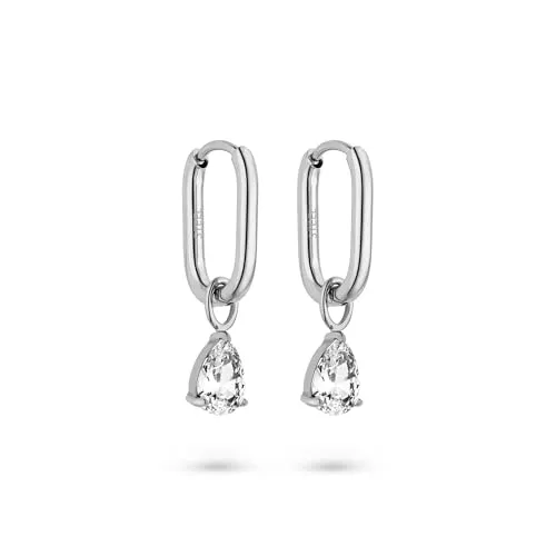 s.Oliver Elegante Creolen Ohrringe aus poliertem Edelstahl – silber - Hochwertige Ohrringe aus poliertem Edelstahl, 25 mm groß und mit Klappschließe. Zeitloses Design und perfekte Geschenkidee, geliefert im wiederverwendbaren Baumwoll-Säckchen.