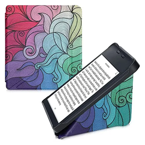 kwmobile Schutzhülle kompatibel mit Kobo Libra 2 - Hülle Kunstleder - eReader Cover Case - Farbrausch Pink Blau Grün