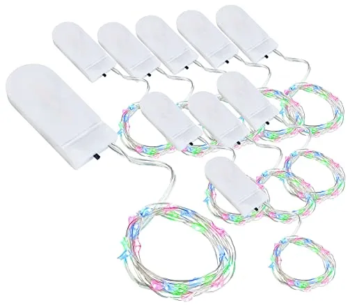 Lunartec 10er-Set Lichterdraht: 24 Mikro-LEDs, 1,2 m, IPX4, RGB (Micro LED Lichterkette, Batterie, Weihnachtsbaum)