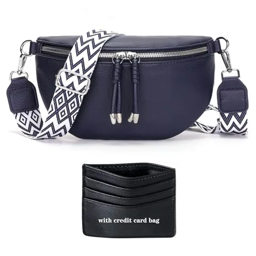 YISUOHOOM Bauchtasche Damen Umhängetasche klein Crossbody Bag Veganes Leder Brusttasche Kleine Handtasche Blau Geschenke für Frauen