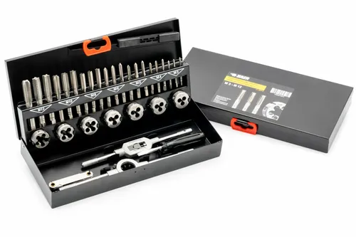 BAER Gewindeschneider M3 - M12 Set - Gewindeschneider Set für präzise Gewinde von M3 bis M12, inklusive HSS Handgewindebohrer und Schneideisen für höchste Qualität und Langlebigkeit.