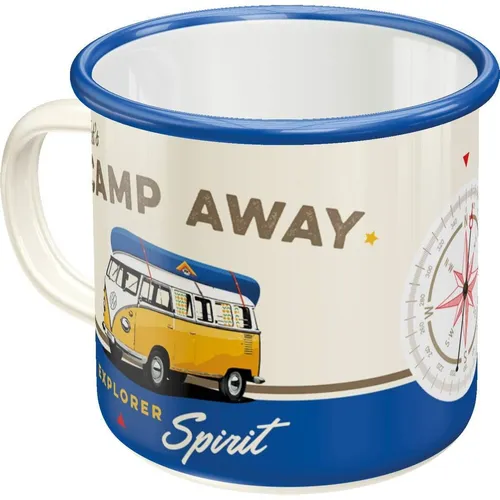 Nostalgic-Art Tasse Emaille-Becher - Volkswagen - VW Bulli - Let's Camp Away