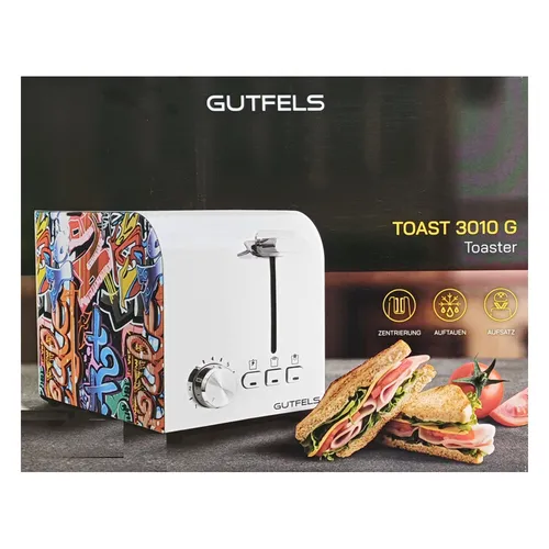Produktbild Gutfels TOAST 3010 G | Graffiti-Style Toaster mit Brötchenaufsatz