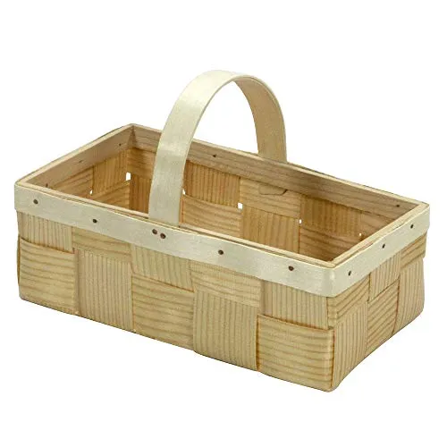 Nestler Holz Oster-Spankorb eckig mit Henkel Natur 22 x 12 x 16 cm