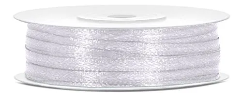 50m x 3mm Rolle Satinband Geschenkband Schleifenband Dekoband Satin Band Antennenband (Weiß (008))