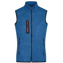Ladies' Knitted Fleece Vest Strickfleece Weste mit Stehkragen blau/rot, Gr. XL