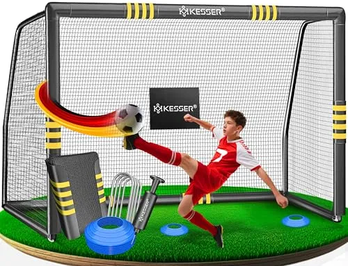 KESSER® Fußballtor 180cm – Hochwertiges Schusstraining für Kinder und Erwachsene - Fußballtore für ganzjährigen Einsatz: UV-beständiges Netz, robuster Stahlrahmen, rutschfeste Erdhaken und umfangreiches Zubehör für eine einfache Montage.