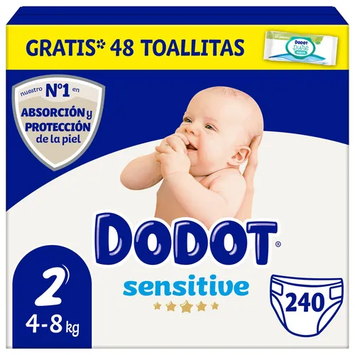 Sensitive Babywindeln, Größe 2 4-8 kg, 240 Windeln + Geschenk mit 40 Aqua Pur...