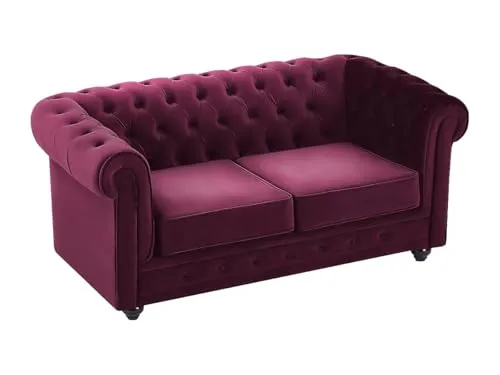 Vente-unique-Sofa 2-Sitzer - Samt - Purpur - Chesterfield