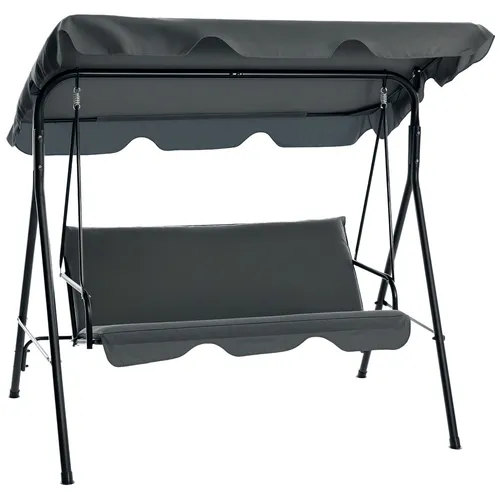 Outsunny Hollywoodschaukel 3-Sitzer - Gartenmöbel mit robustem Stahlrahmen, bis zu 200 kg tragbar, komfortable Sitzfläche für drei Personen und neigbares Dach für optimalen Sonnenschutz.