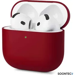 SOONTEC Hülle für AirPods 4 Generation Case Silikon Schutzhülle Kopfhörer Etui Slim Cover in weinrot - bordeaux
