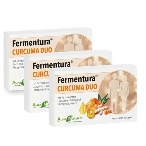 Fermentura® CURCUMA DUO | Hochdosierte Kurkuma-Kapseln mit Curcuma-Extrakt - Hochdosierte Kurkuma-Kapseln mit fermentiertem Curcuma-Granulat und Selen. Ideal für eine verbesserte Bioverfügbarkeit und optimale Unterstützung im Alltag. 90 vegane Kapseln ohne Zusatzstoffe.